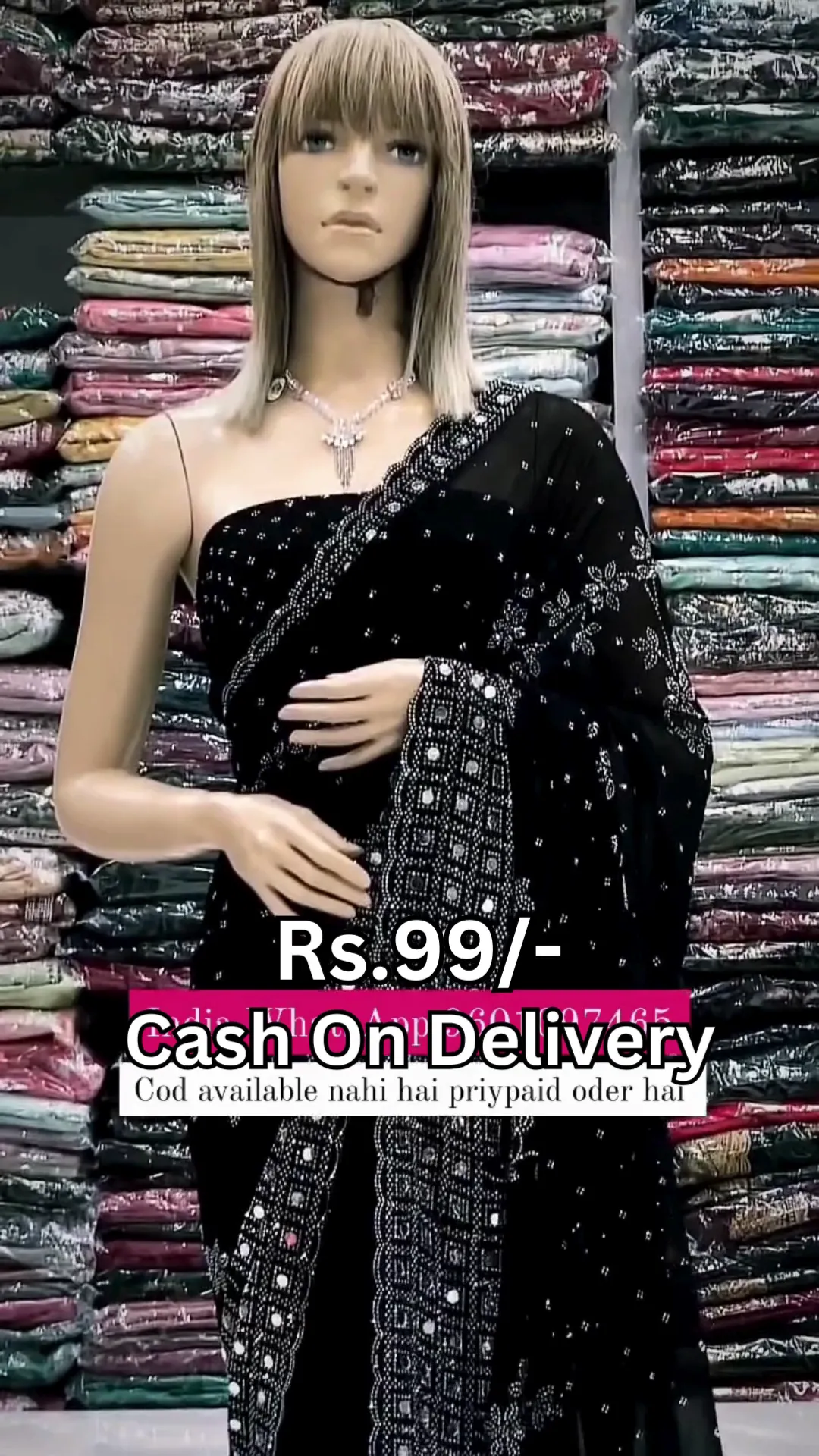 Midnight Noir Shimmer Saree with Mirror Work – Designer Black Party Wear Saree with Sequin & Silver Border - Image 2